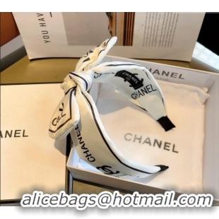 Good Quality Chanel Printed Hair Headband 0729 White 2024