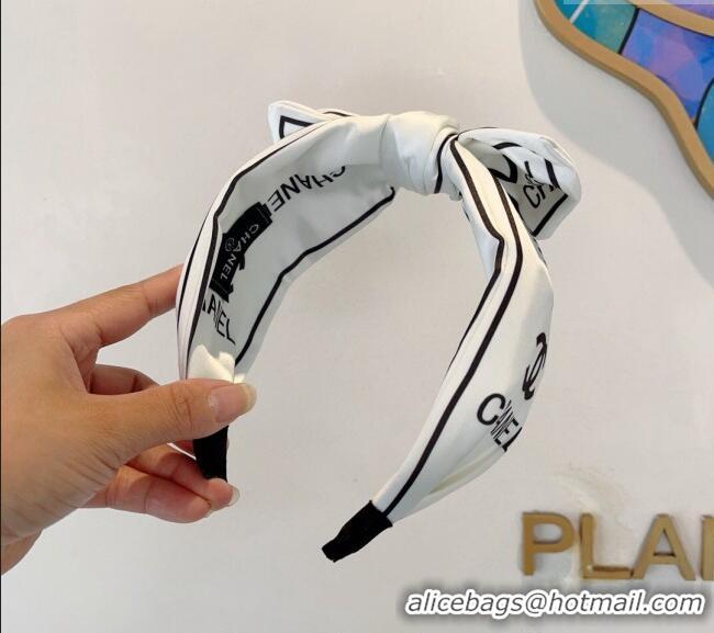 Good Quality Chanel Printed Hair Headband 0729 White 2024