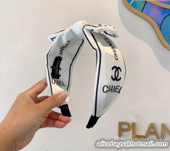 Good Quality Chanel Printed Hair Headband 0729 White 2024