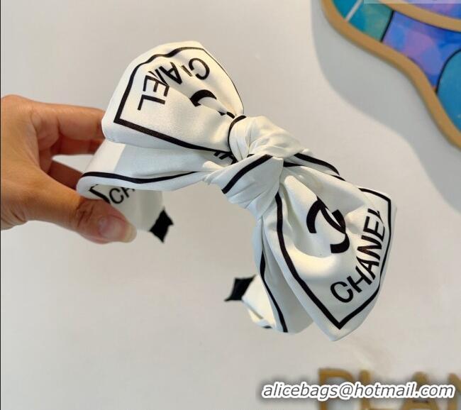 Good Quality Chanel Printed Hair Headband 0729 White 2024