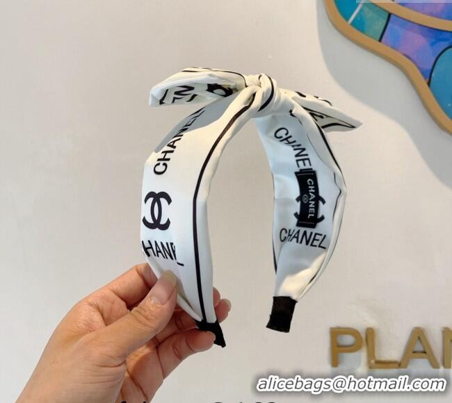 Good Quality Chanel Printed Hair Headband 0729 White 2024
