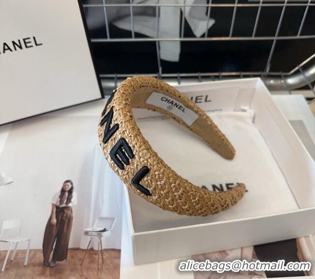 Unique Grade Chanel Straw-Like Headband 082001 Khaki 2024