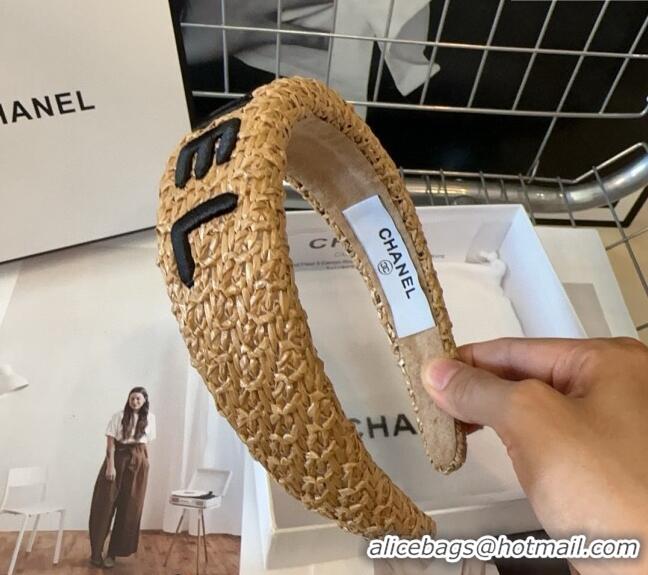 Unique Grade Chanel Straw-Like Headband 082001 Khaki 2024