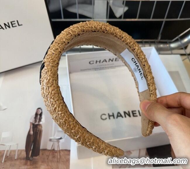 Unique Grade Chanel Straw-Like Headband 082001 Khaki 2024