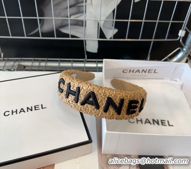 Unique Grade Chanel Straw-Like Headband 082001 Khaki 2024