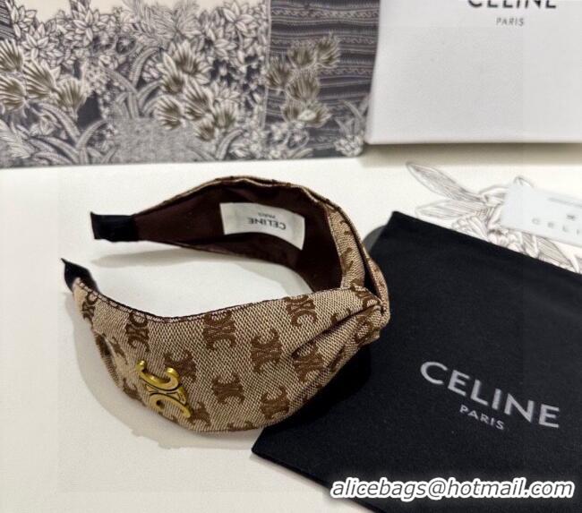 Luxury Cheap Celine Logo Headband 082009 Brown 2024