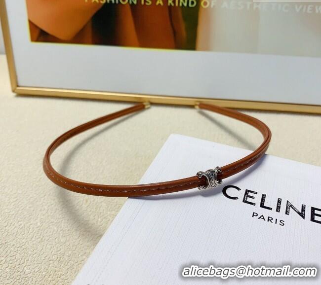 Top Grade Celine Narrow Headband 0820 Brown 2024