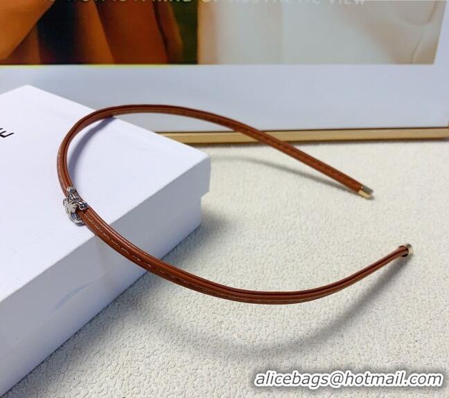 Top Grade Celine Narrow Headband 0820 Brown 2024