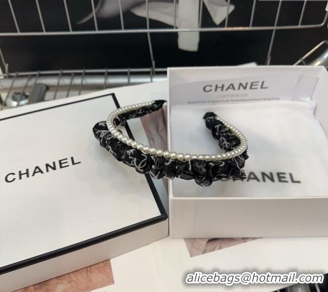 Good Product Chanel Pearls Headband 082001 Black 2024