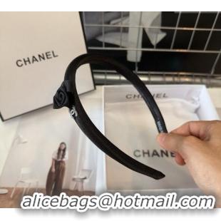 Most Popular Chanel Headband with Camellia Bloom 0820 Black 2024
