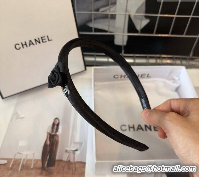 Most Popular Chanel Headband with Camellia Bloom 0820 Black 2024