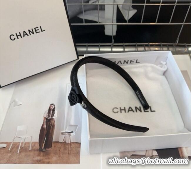 Most Popular Chanel Headband with Camellia Bloom 0820 Black 2024
