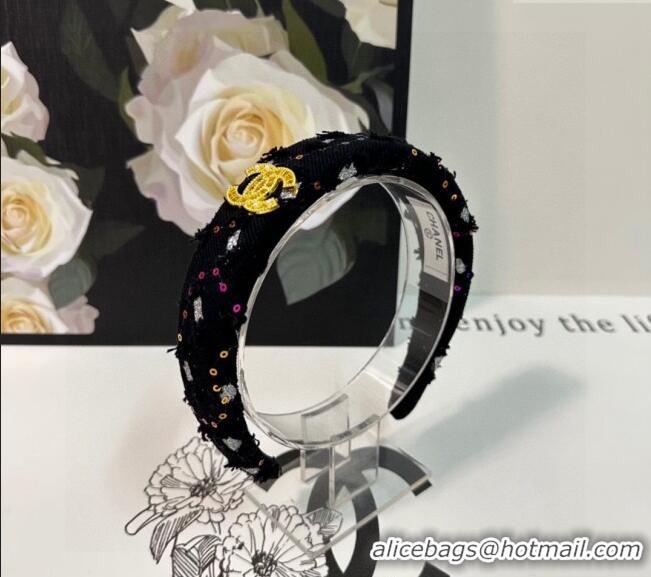 Inexpensive Chanel Headband with Sequins 082007 Black 2024