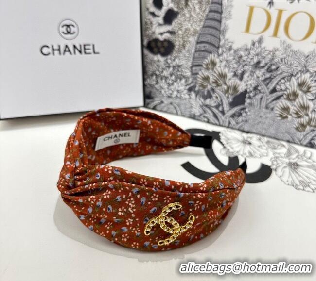 Best Price Chanel Flora Printed Headband 082008 Orange 2024