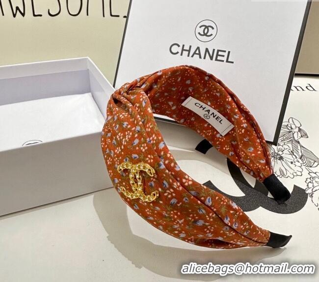 Best Price Chanel Flora Printed Headband 082008 Orange 2024
