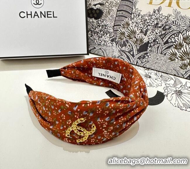 Best Price Chanel Flora Printed Headband 082008 Orange 2024