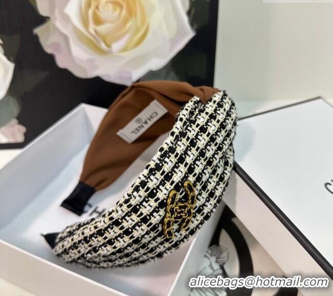 Lower Price Chanel Tweed Headband 082010 Brown 2024