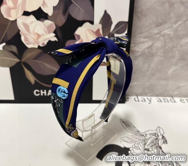 Original Cheap Gucci Bow Headband 082011 Blue 2024