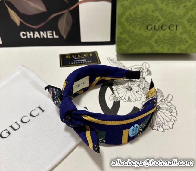 Original Cheap Gucci Bow Headband 082011 Blue 2024