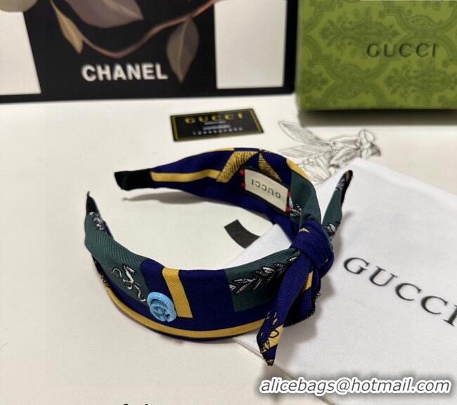 Original Cheap Gucci Bow Headband 082011 Blue 2024