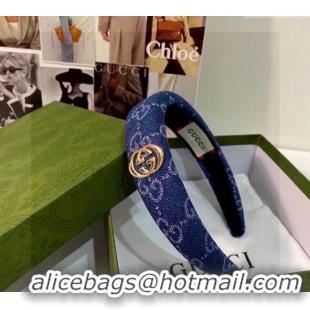 Cheap Discount Gucci GG Denim Headband 0820 Blue 2024
