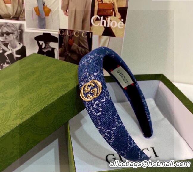 Cheap Discount Gucci GG Denim Headband 0820 Blue 2024