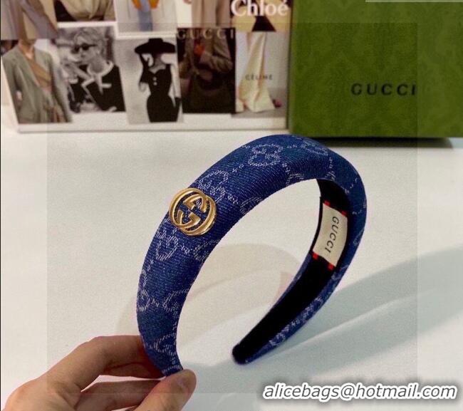 Cheap Discount Gucci GG Denim Headband 0820 Blue 2024