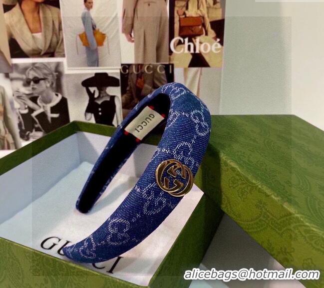 Cheap Discount Gucci GG Denim Headband 0820 Blue 2024