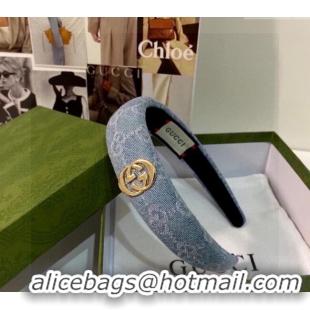 Cheapest Gucci GG Denim Headband 0820 Light Blue 2024