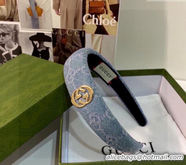 Cheapest Gucci GG Denim Headband 0820 Light Blue 2024
