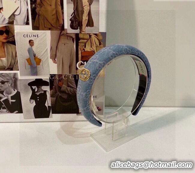 Cheapest Gucci GG Denim Headband 0820 Light Blue 2024