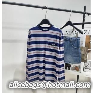 ​Super Quality Miu Miu Long-sleeved Cotton Jersey T-shirt MJL014 Gray/Navy