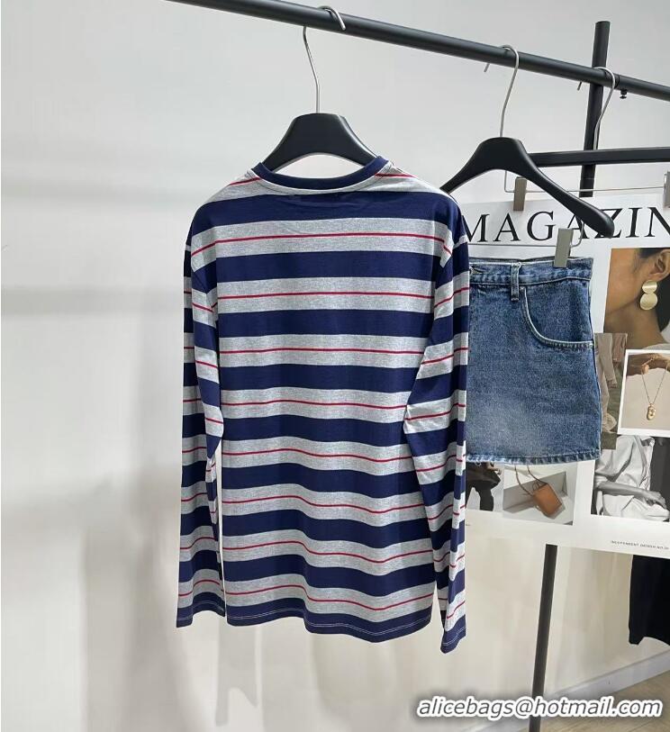 ​Super Quality Miu Miu Long-sleeved Cotton Jersey T-shirt MJL014 Gray/Navy