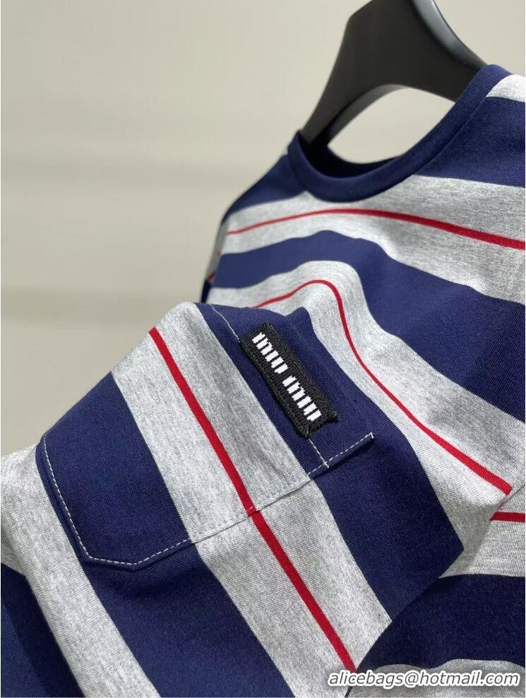 ​Super Quality Miu Miu Long-sleeved Cotton Jersey T-shirt MJL014 Gray/Navy