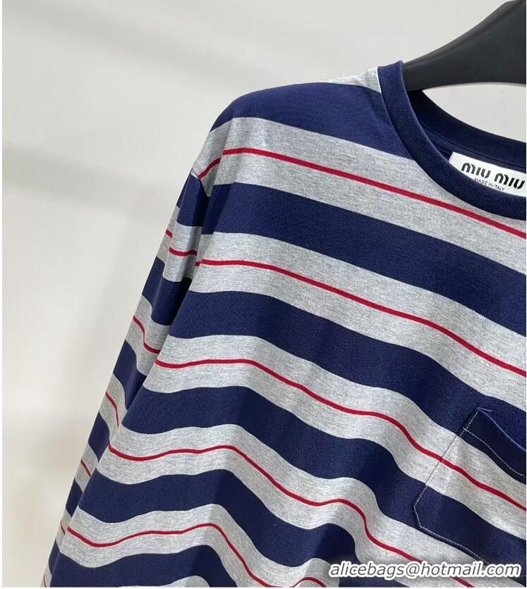 ​Super Quality Miu Miu Long-sleeved Cotton Jersey T-shirt MJL014 Gray/Navy