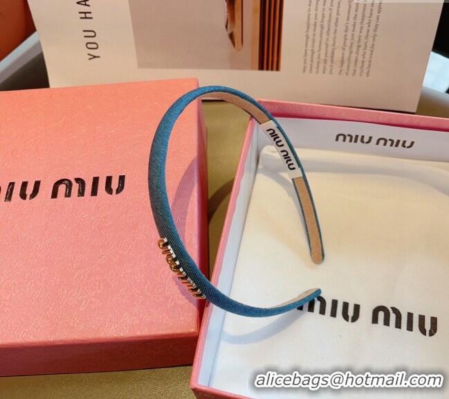 Best Price Miu Miu Narrow Denim Headband 0820 Blue 2024