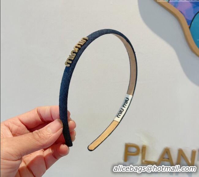 Buy Discount Miu Miu Narrow Denim Headband 0820 Dark Blue 2024