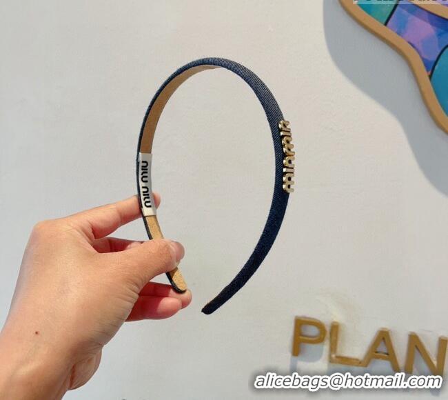 Buy Discount Miu Miu Narrow Denim Headband 0820 Dark Blue 2024