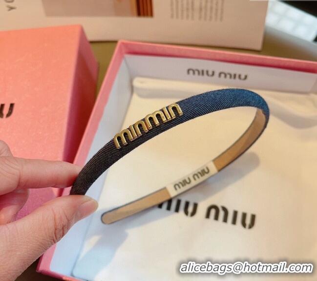Buy Discount Miu Miu Narrow Denim Headband 0820 Dark Blue 2024