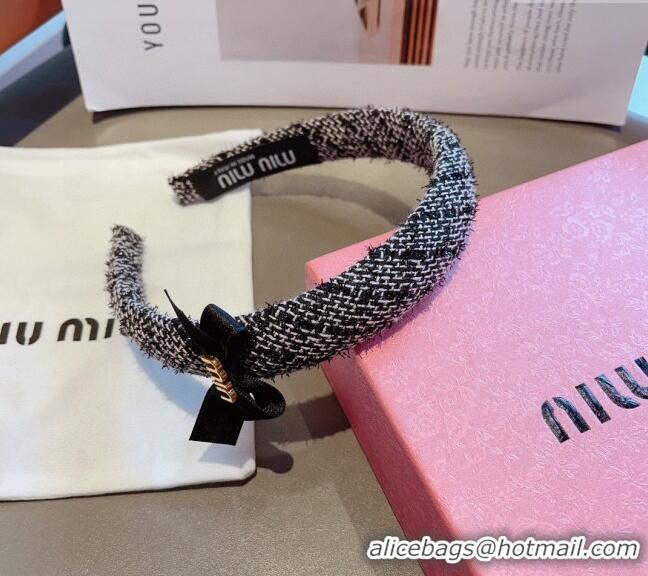 Top Quality Miu Miu Headband with Bow 0820 Black 2024
