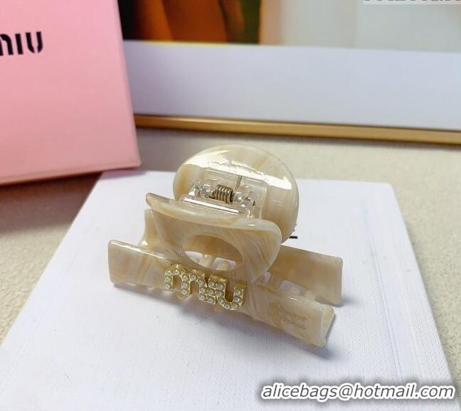 Best Price Miu Miu Hair Clip with Pearls Logo MIU091201 Beige 2024