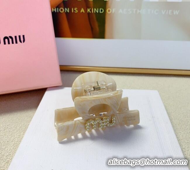 Best Price Miu Miu Hair Clip with Pearls Logo MIU091201 Beige 2024