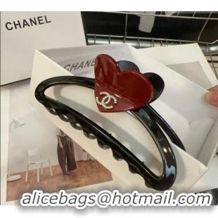 Top Grade Chanel Heart Hair Clip 0912 Black/Red 2024