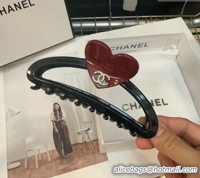 Top Grade Chanel Heart Hair Clip 0912 Black/Red 2024