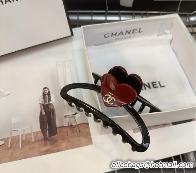 Top Grade Chanel Heart Hair Clip 0912 Black/Red 2024