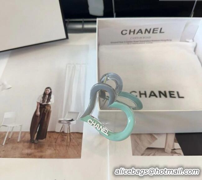 Big Discount Chanel Heart Hair Clip 0912 Green/Grey 2024