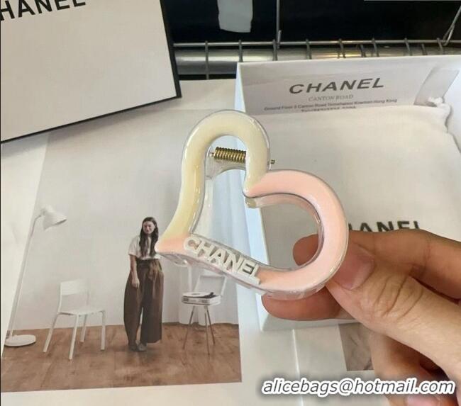Pretty Style Chanel Heart Hair Clip 0912 Pink/White 2024