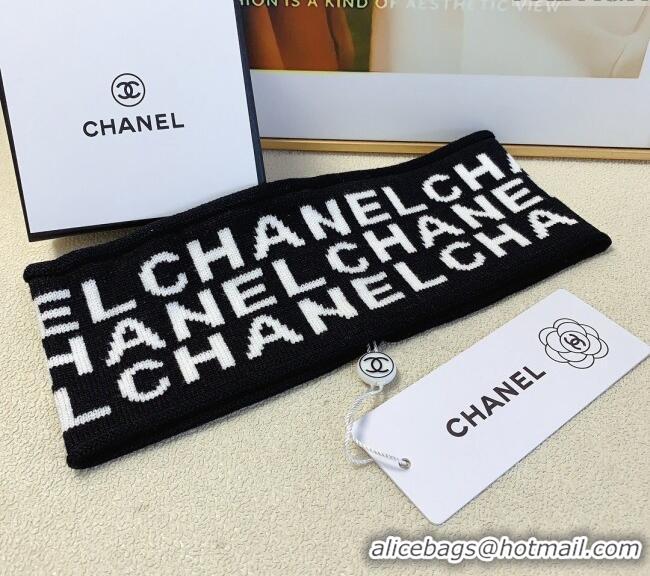 Famous Brand Chanel Knit Headband 1023 White/Black 2024