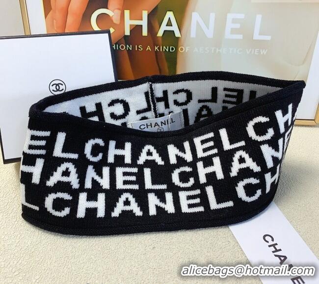Famous Brand Chanel Knit Headband 1023 White/Black 2024