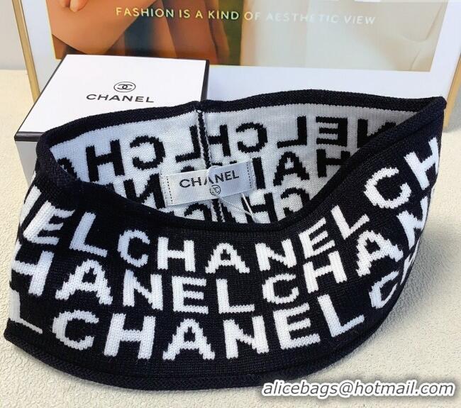Famous Brand Chanel Knit Headband 1023 White/Black 2024